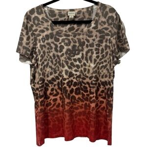 Leopard Print Red Ombre Women's Top